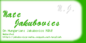 mate jakubovics business card