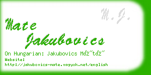 mate jakubovics business card